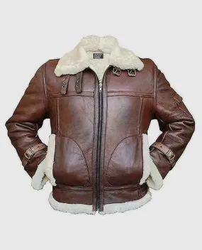 Men's RAF B3 Aviator Brown Shearling Bomber Jacket