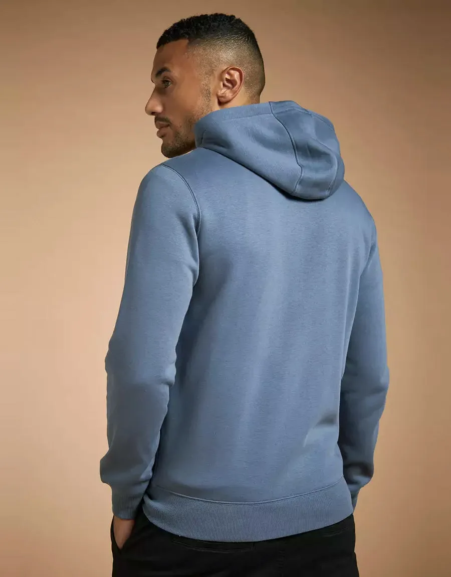 Men's Terry Pullover Zipper Hoodie-Blue