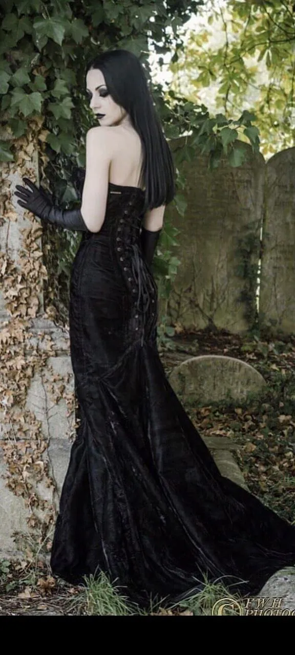 Mermaid long velvet corset dress. Gothic, steampunk velvet dress, vampire dress