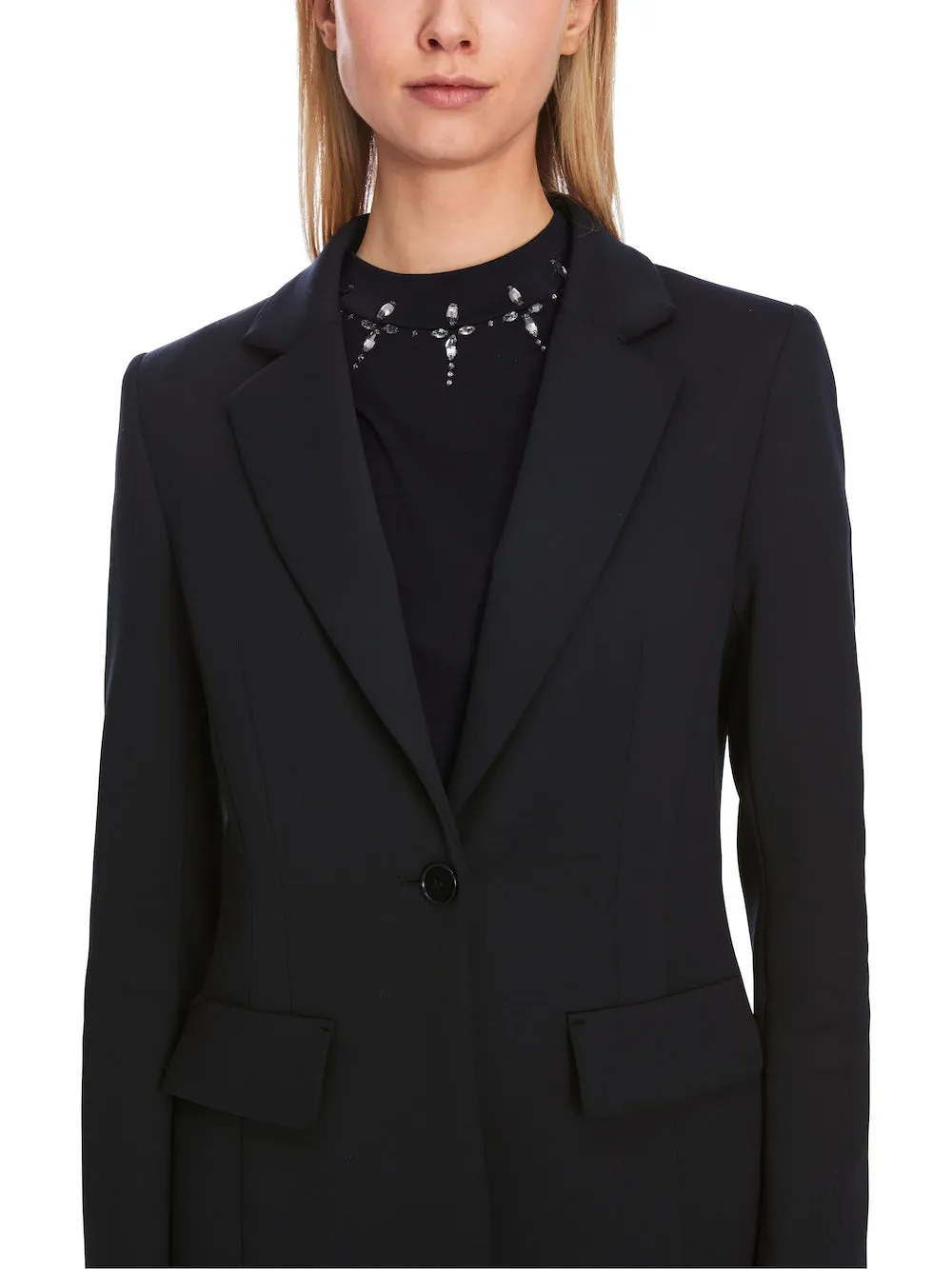 Midnight Blue Single Breasted Scuba Blazer