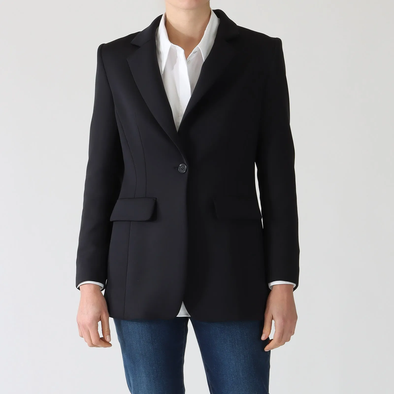 Midnight Blue Single Breasted Scuba Blazer