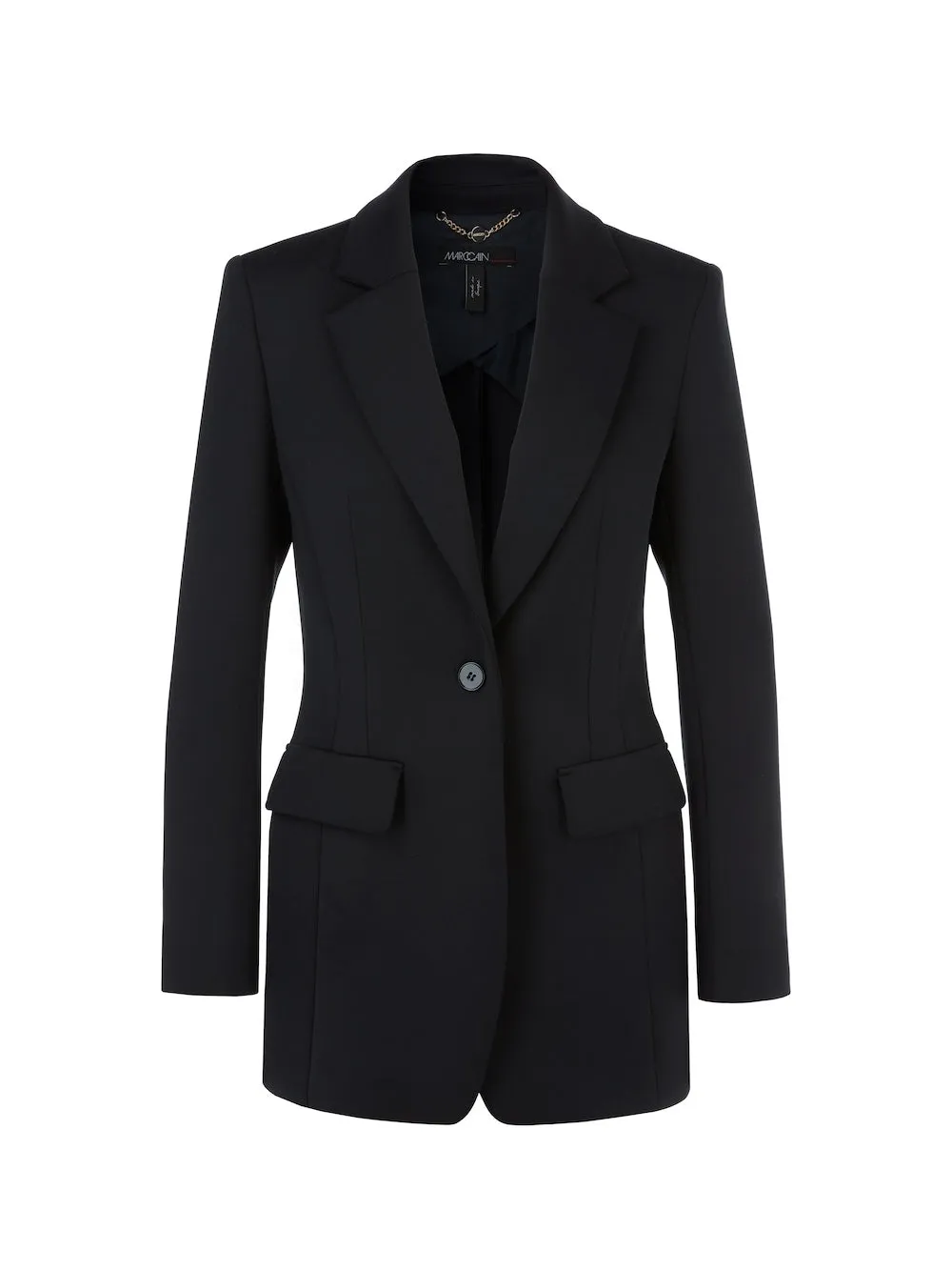 Midnight Blue Single Breasted Scuba Blazer