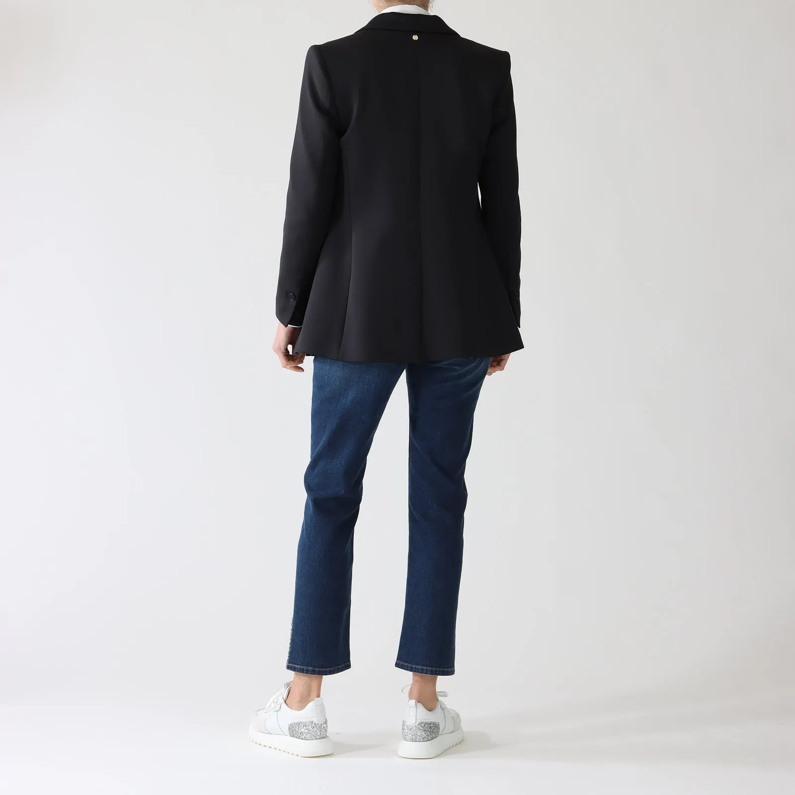 Midnight Blue Single Breasted Scuba Blazer