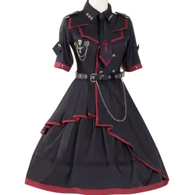 Militaray Style Uniform Cool Punk Short Sleeve Lolita Dress by YLF