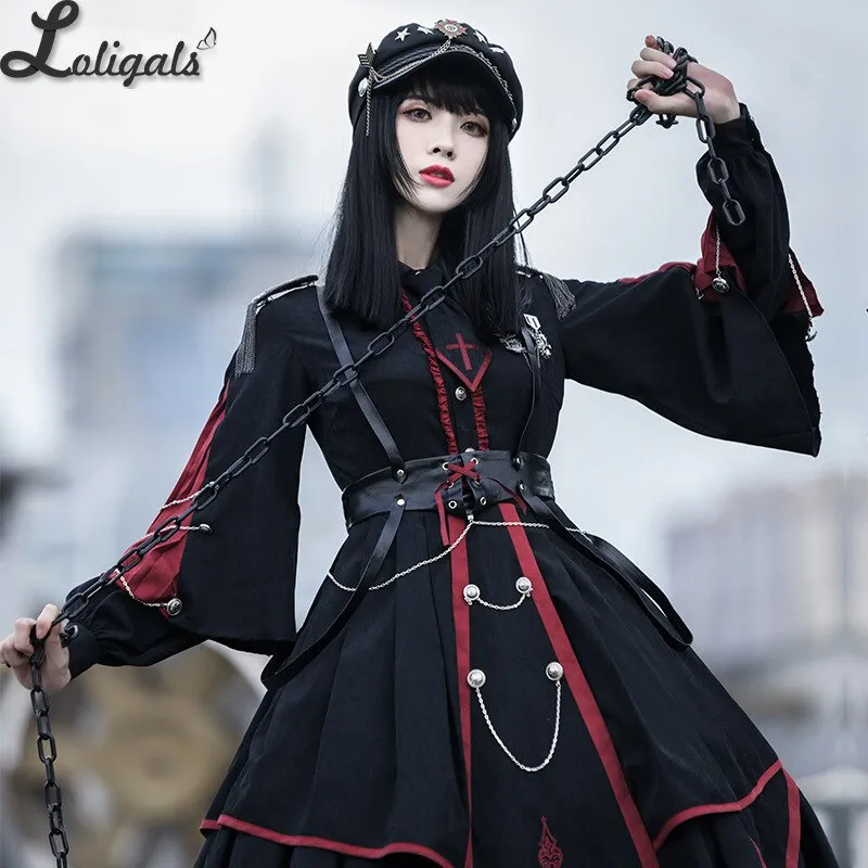 Military Officer ~ Gothic Military Uniform Vintage Long Sleeve Lolita Dress Full Set