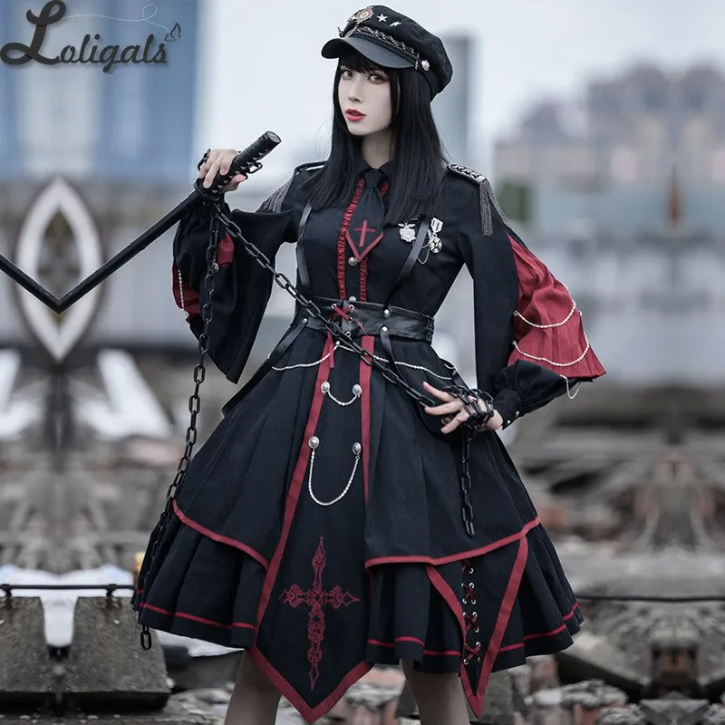 Military Officer ~ Gothic Military Uniform Vintage Long Sleeve Lolita Dress Full Set