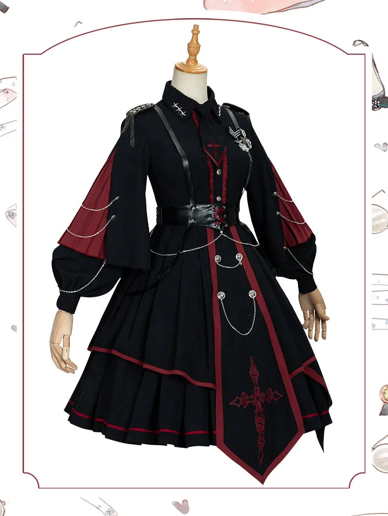 Military Officer ~ Gothic Military Uniform Vintage Long Sleeve Lolita Dress Full Set