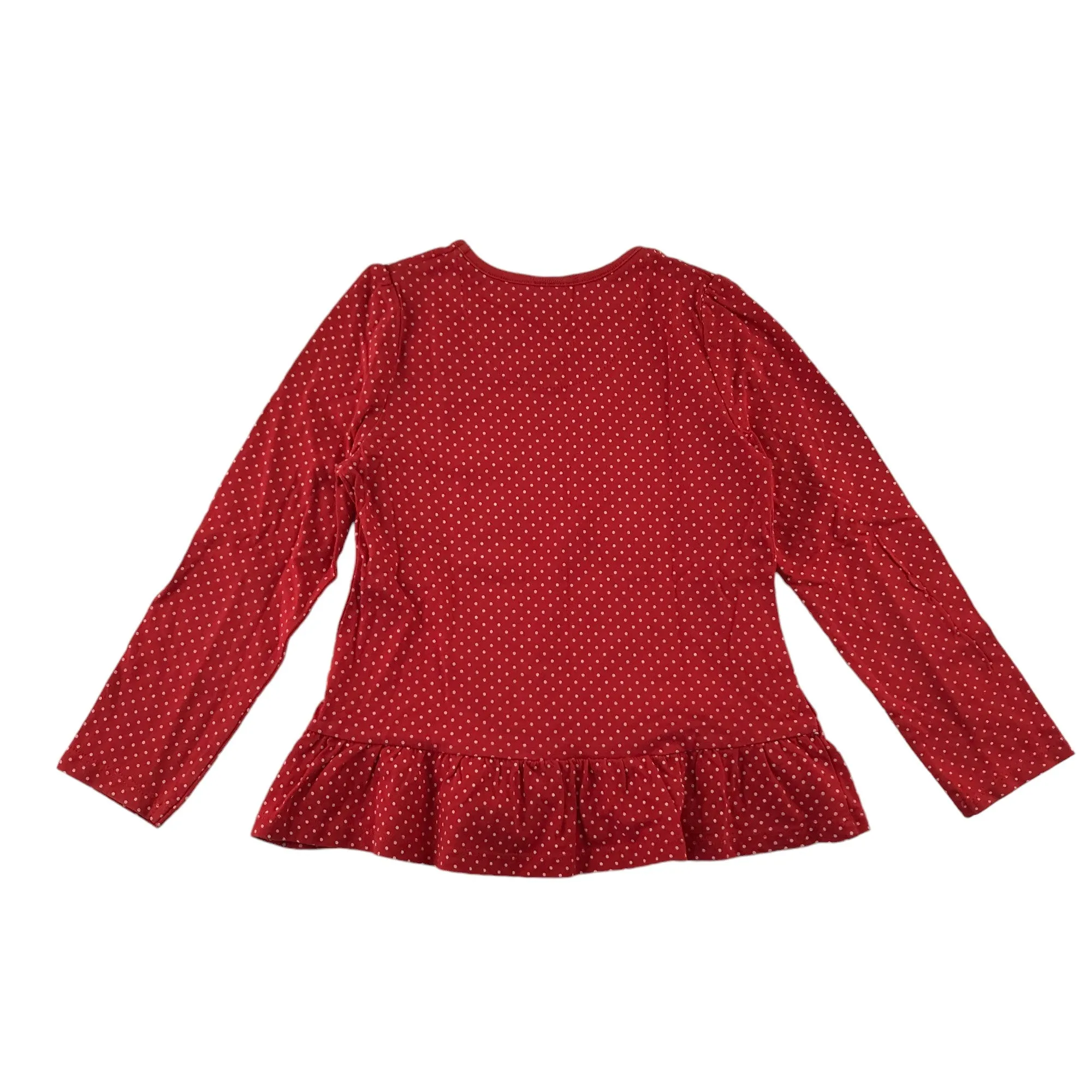 Mini Club t-shirt 5-6 years red polka dot long sleeve peplum hem cotton