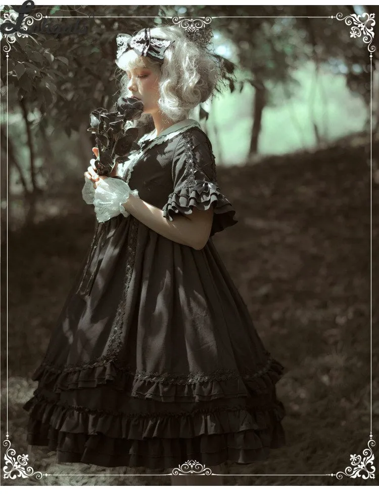 Miss Betty ~ Royal Gothic Empire Dress Short Sleeve Lolita Princess Dress by Yomi