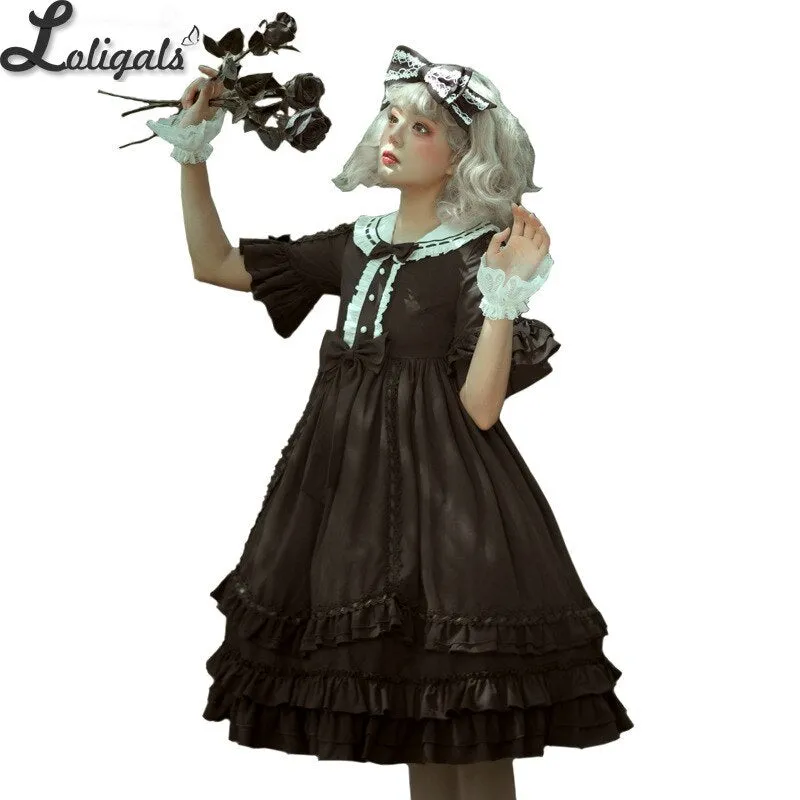 Miss Betty ~ Royal Gothic Empire Dress Short Sleeve Lolita Princess Dress by Yomi