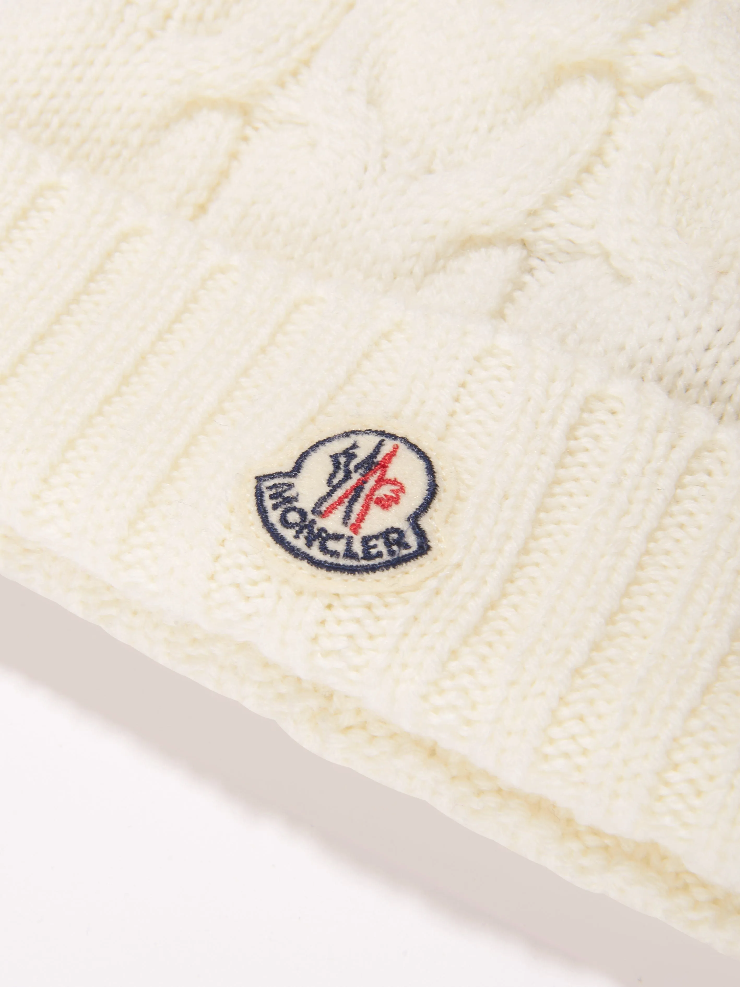 Moncler Enfant Boys Cable Knit Wool Beanie in White