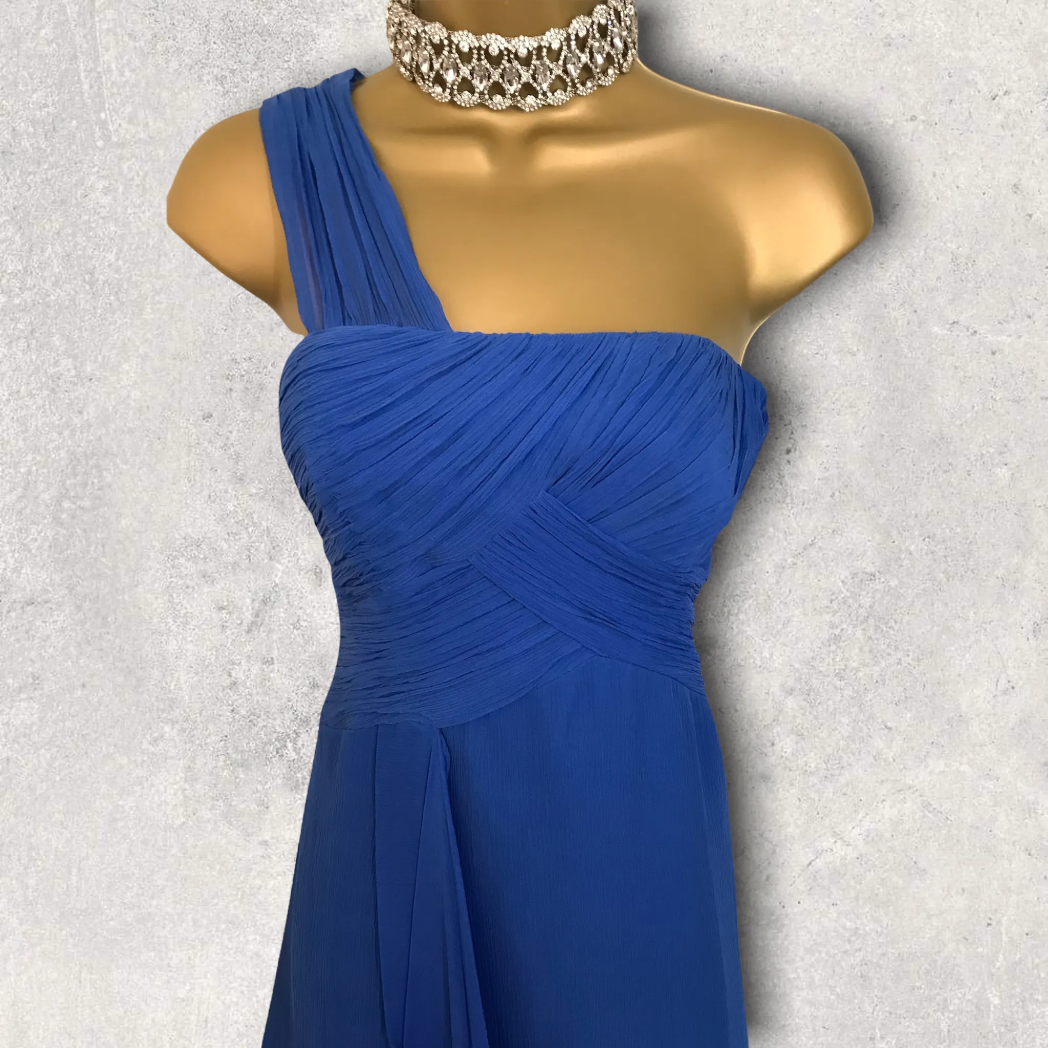 Monsoon Rhumba Blue One Shoulder Silk Dress UK 10 US 6 EU 38 BNWT RRP £135