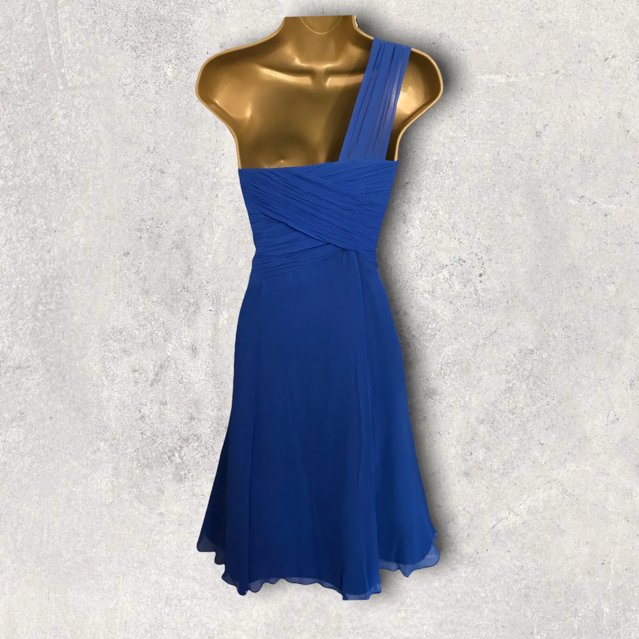 Monsoon Rhumba Blue One Shoulder Silk Dress UK 10 US 6 EU 38 BNWT RRP £135