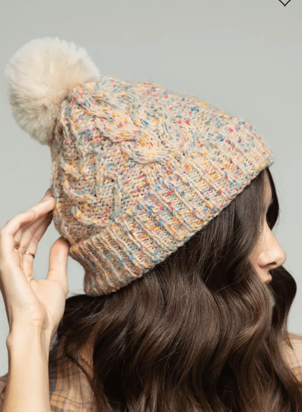 Multi Colored Pom Pom Knit Beanie Hat One Size 0040