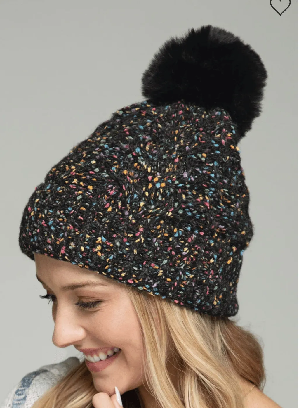 Multi Colored Pom Pom Knit Beanie Hat One Size 0040