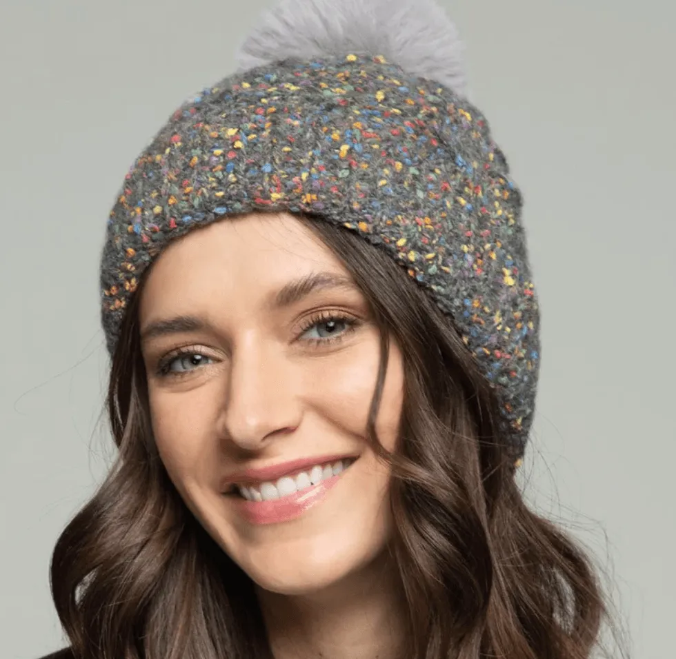 Multi Colored Pom Pom Knit Beanie Hat One Size 0040