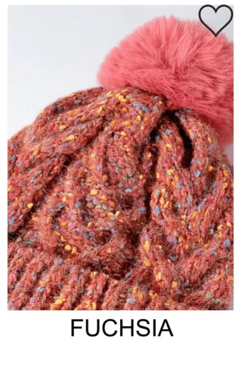 Multi Colored Pom Pom Knit Beanie Hat One Size 0040