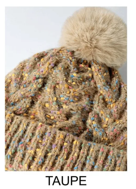 Multi Colored Pom Pom Knit Beanie Hat One Size 0040