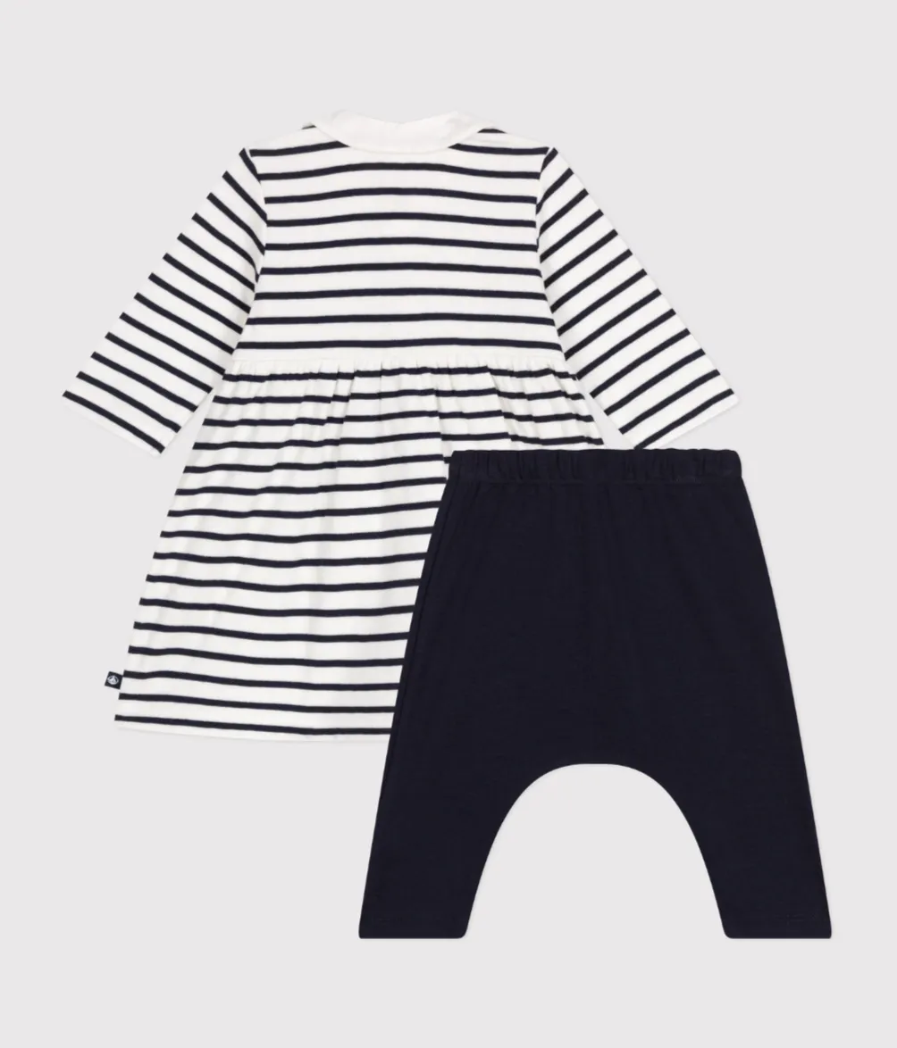 Navy Striped Dress w/ Leggings - Petit Bateau FW24