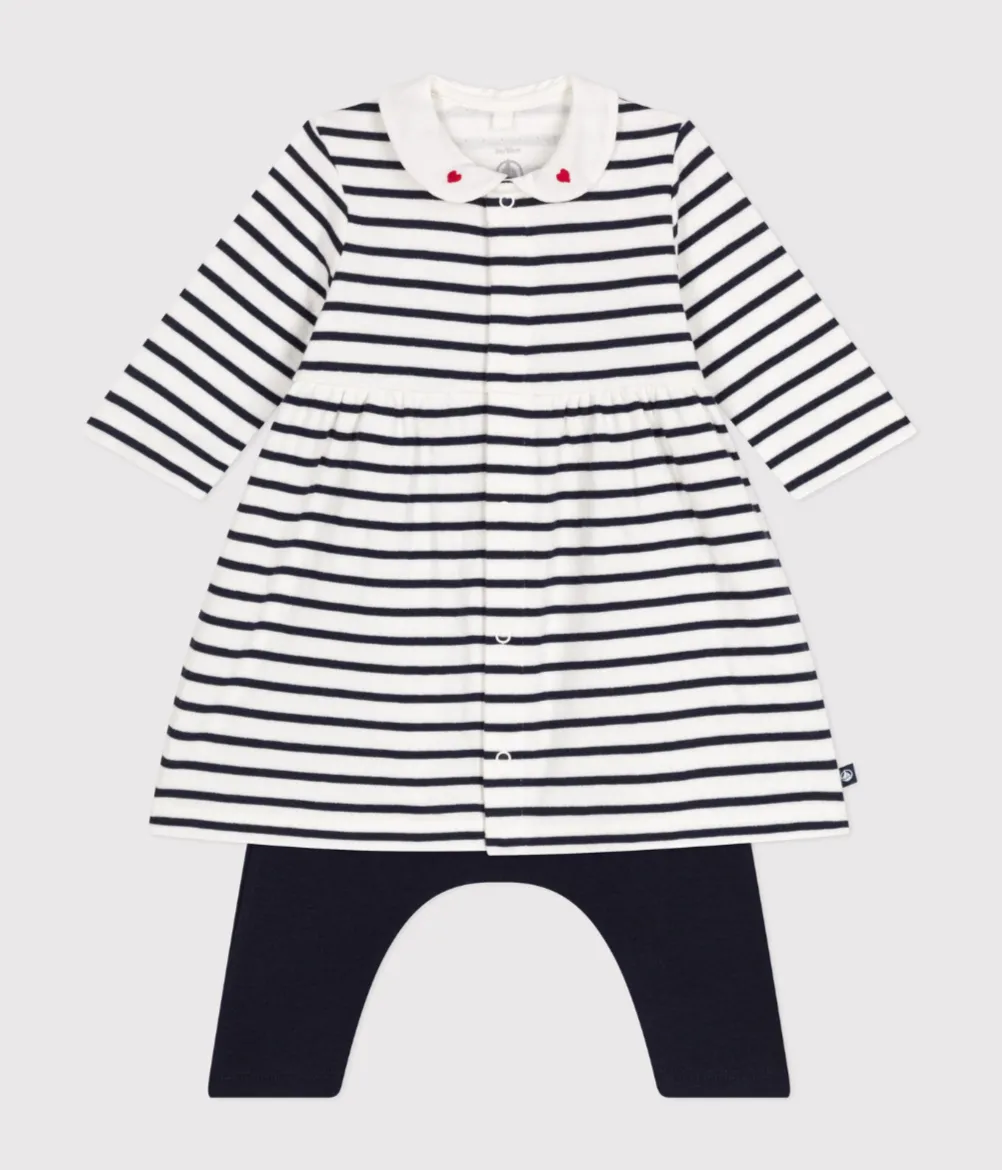 Navy Striped Dress w/ Leggings - Petit Bateau FW24