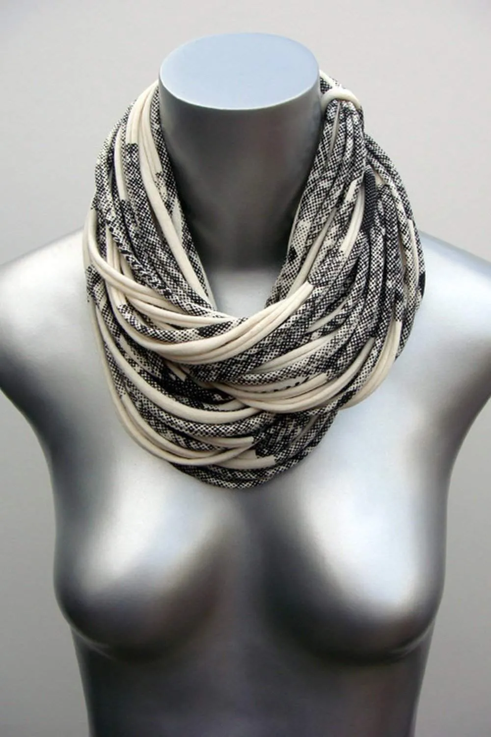 Necklush Cowl Scarf / Cream White & Black / Unisex