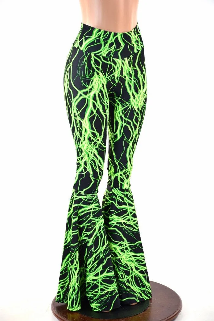 Neon Lightning High Waist Bell Bottom Flares