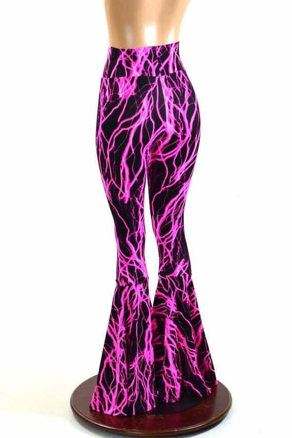 Neon Lightning High Waist Bell Bottom Flares