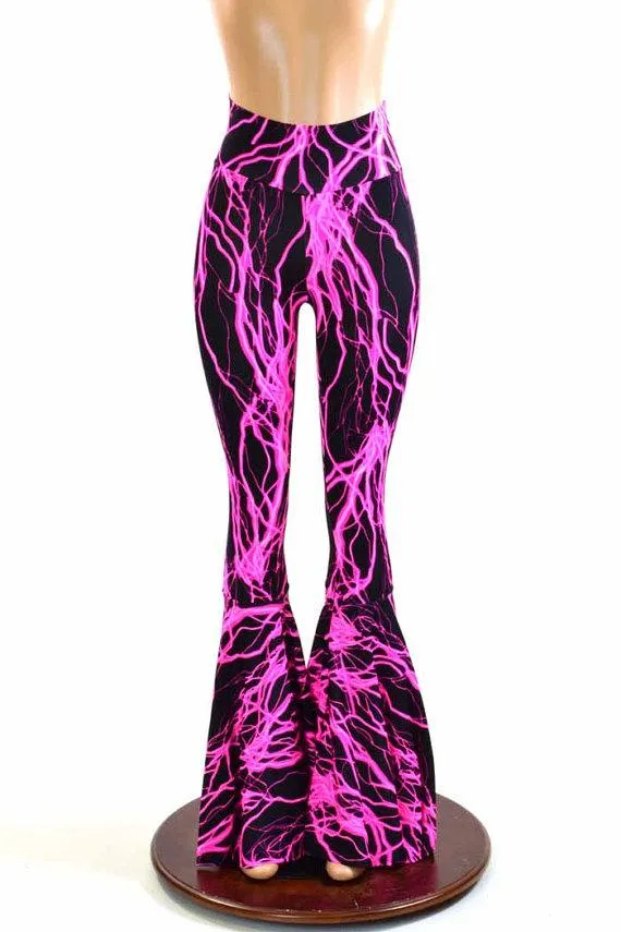 Neon Lightning High Waist Bell Bottom Flares