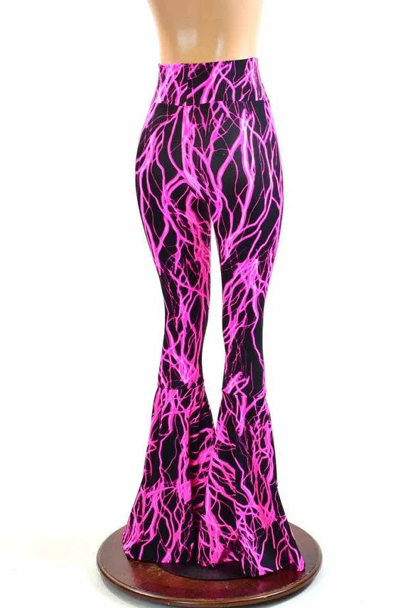 Neon Lightning High Waist Bell Bottom Flares