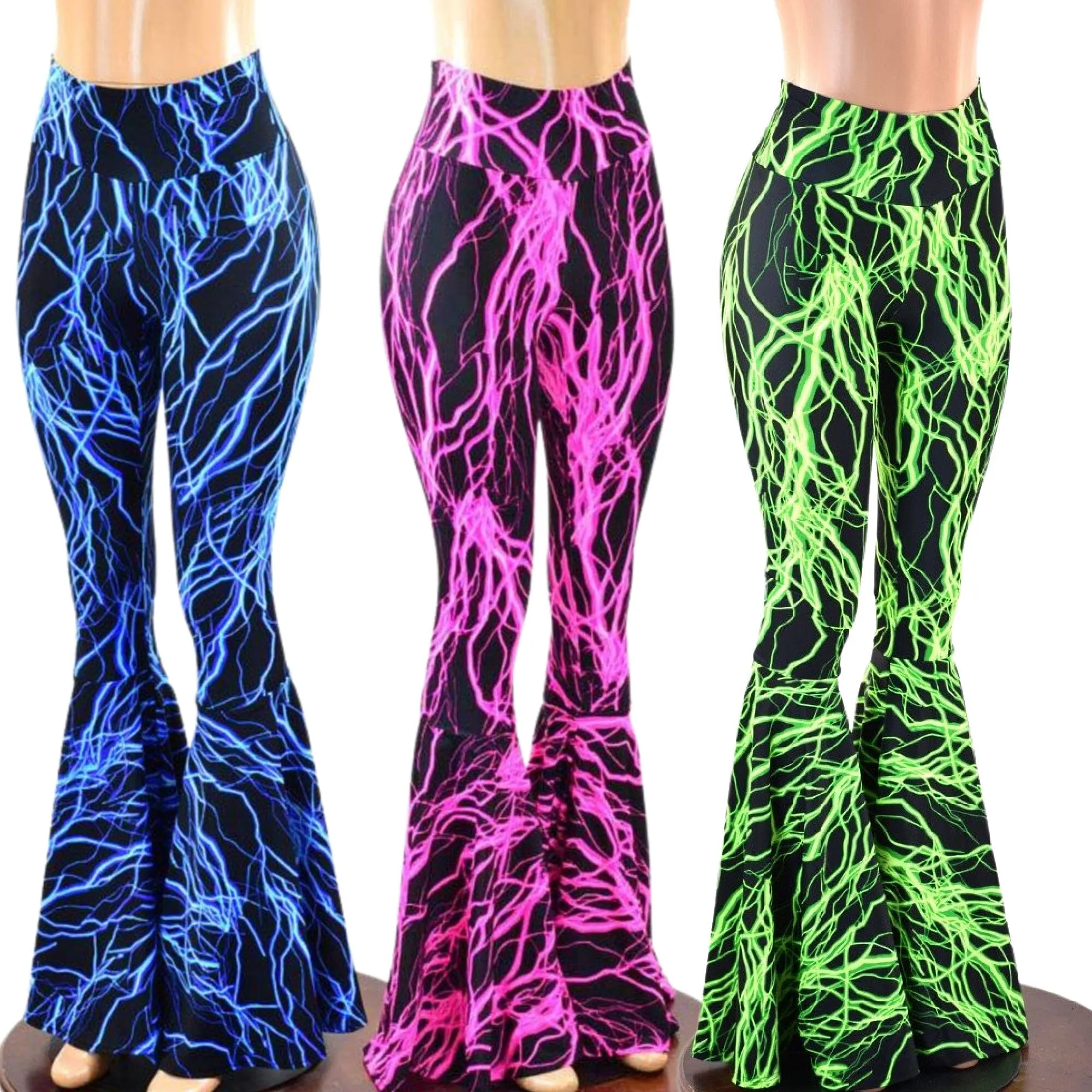 Neon Lightning High Waist Bell Bottom Flares