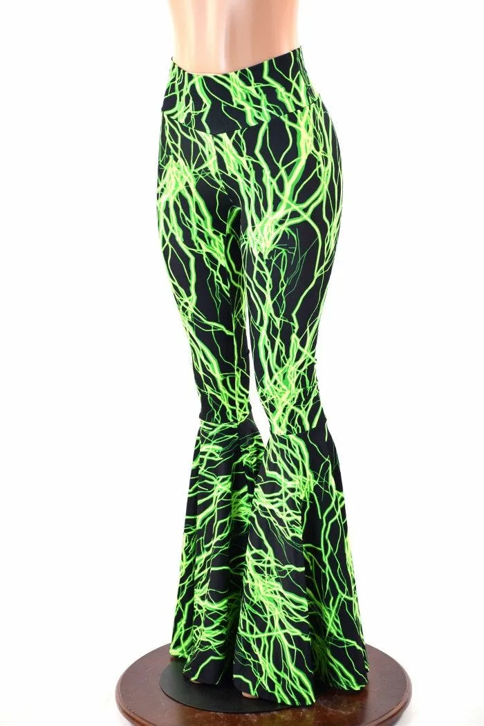 Neon Lightning High Waist Bell Bottom Flares