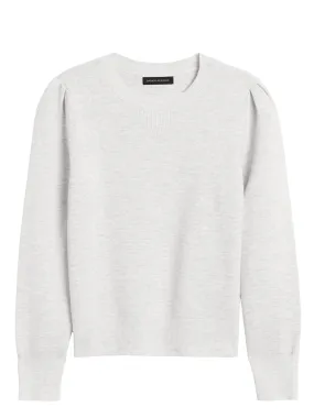 Puff-Sleeve Sweater Top in Light Gray