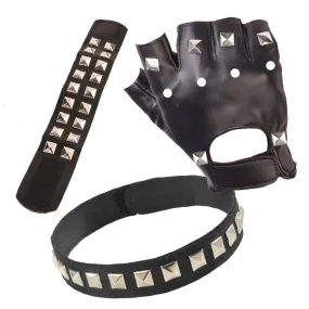 Punk Set - Glove, Wrist Cuff and Choker