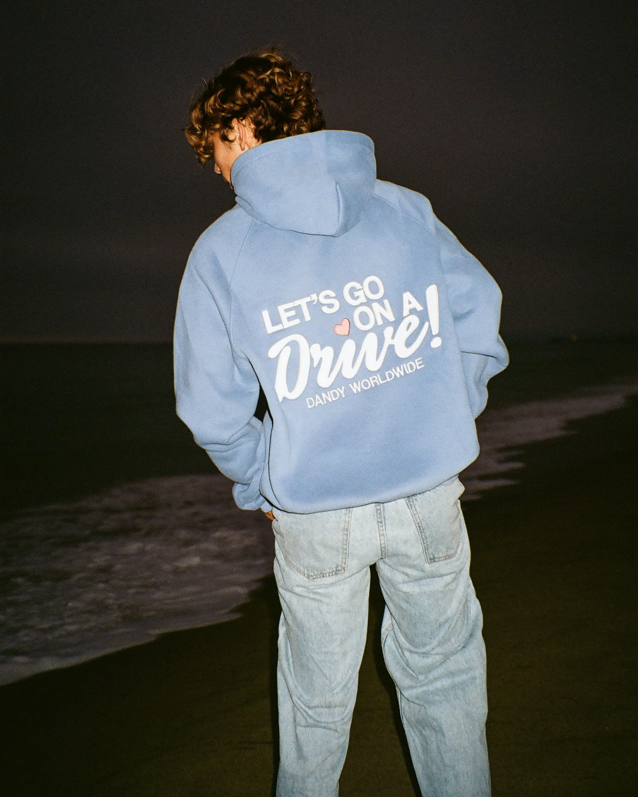 "Let's Go on a Drive" Oversized Lux Hoodie in Blue