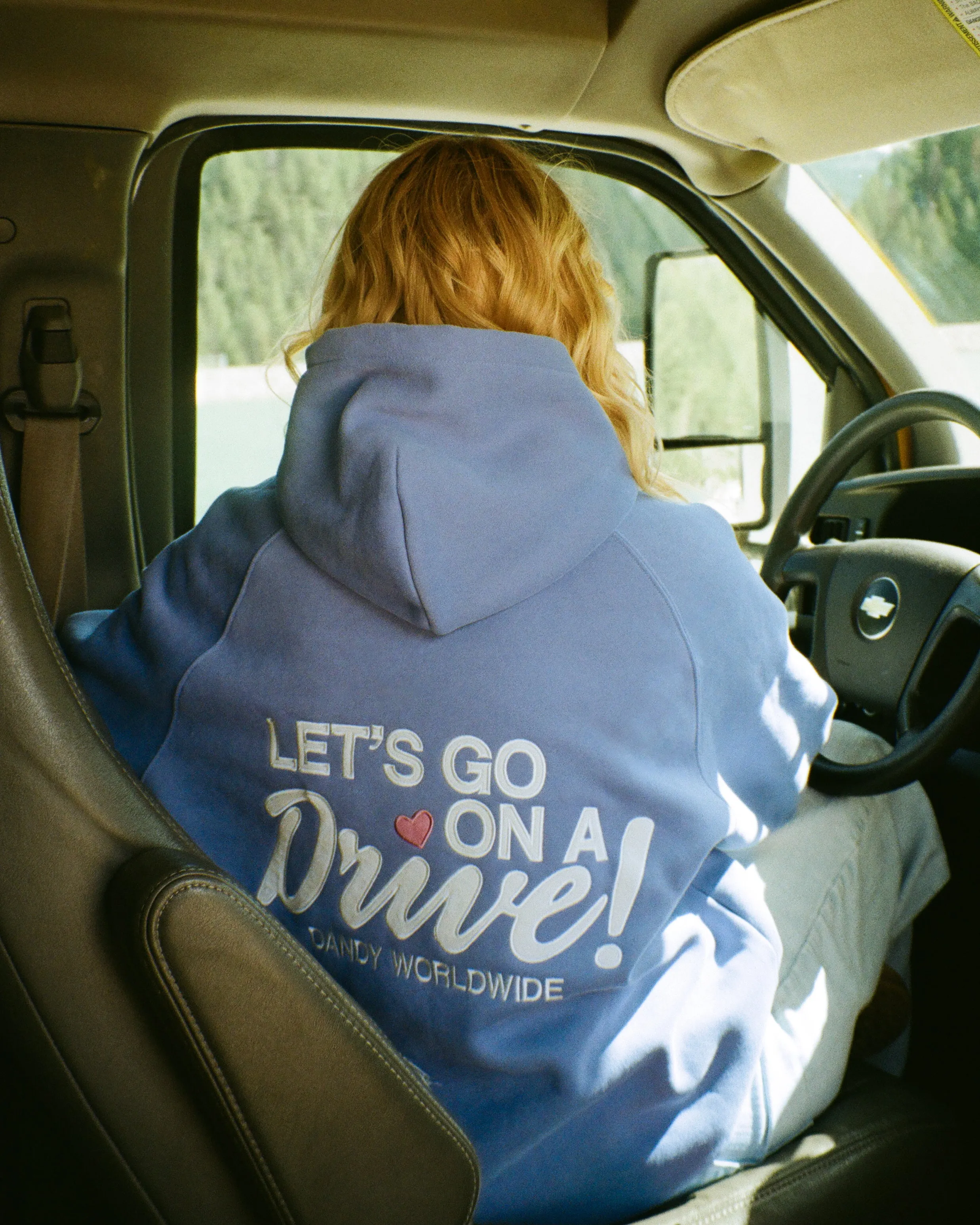 "Let's Go on a Drive" Oversized Lux Hoodie in Blue