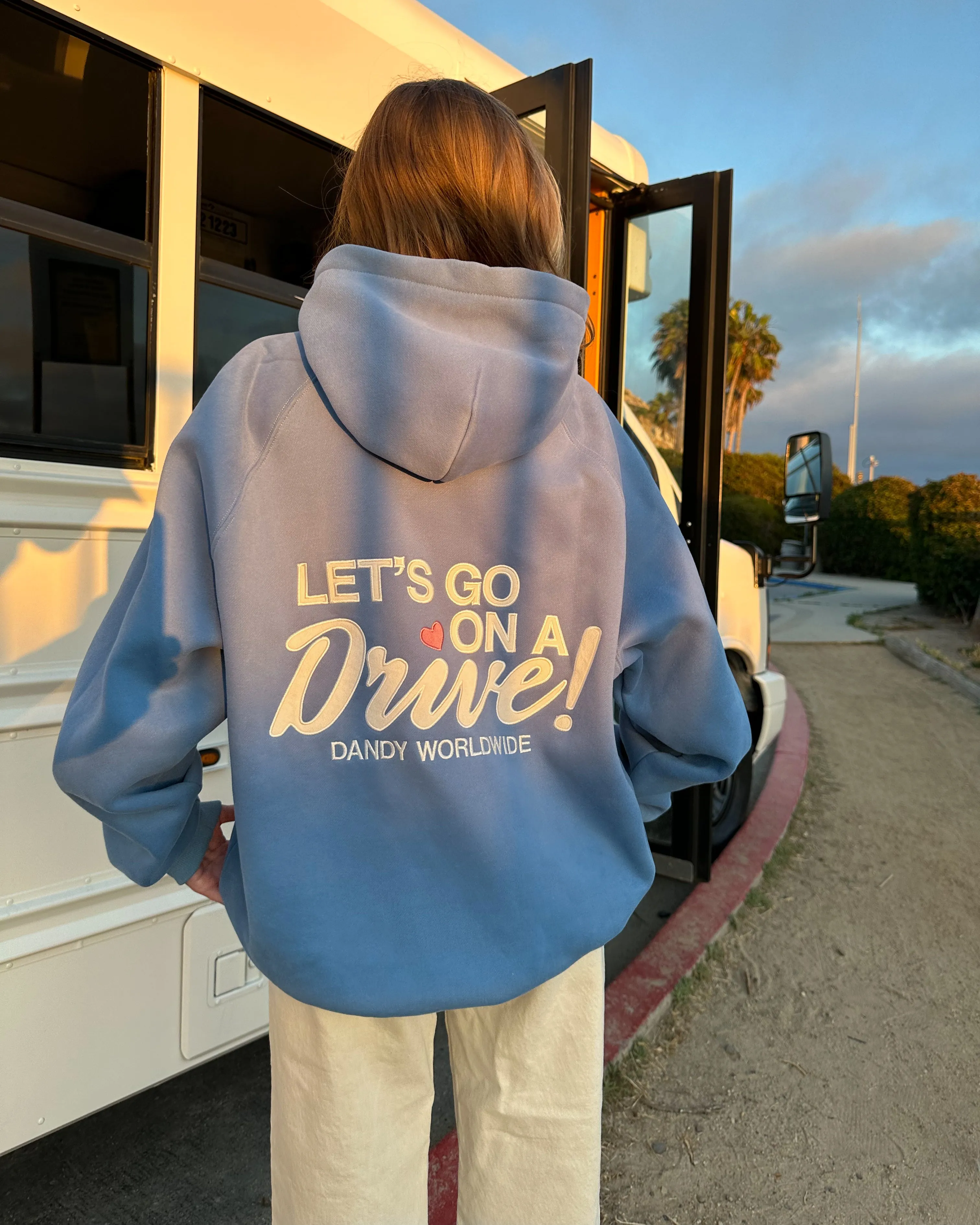 "Let's Go on a Drive" Oversized Lux Hoodie in Blue