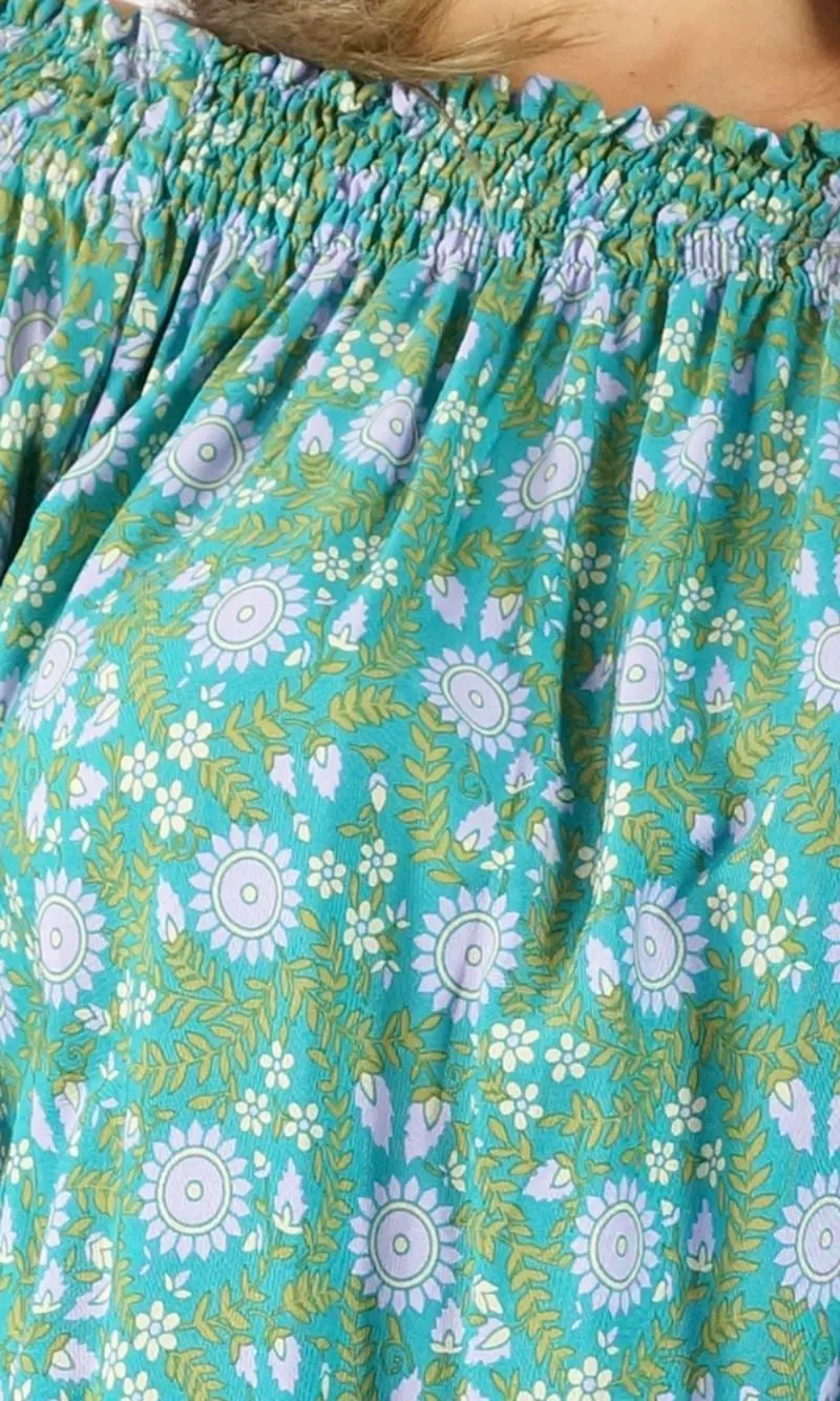 Rayon Dress Short Wing Daisy Flower, More Colours