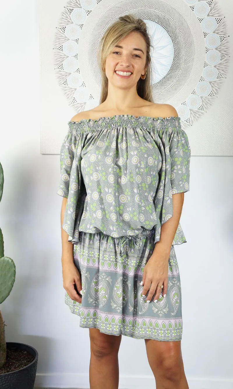 Rayon Dress Short Wing Daisy Flower, More Colours