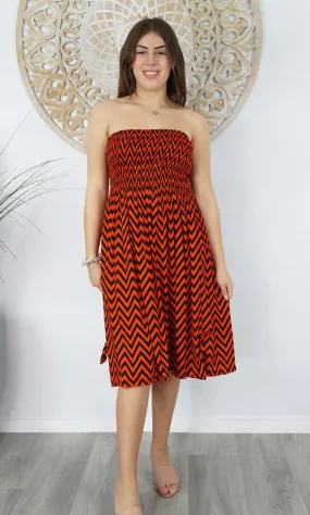 Rayon Dress Smock Zig Zag Orange