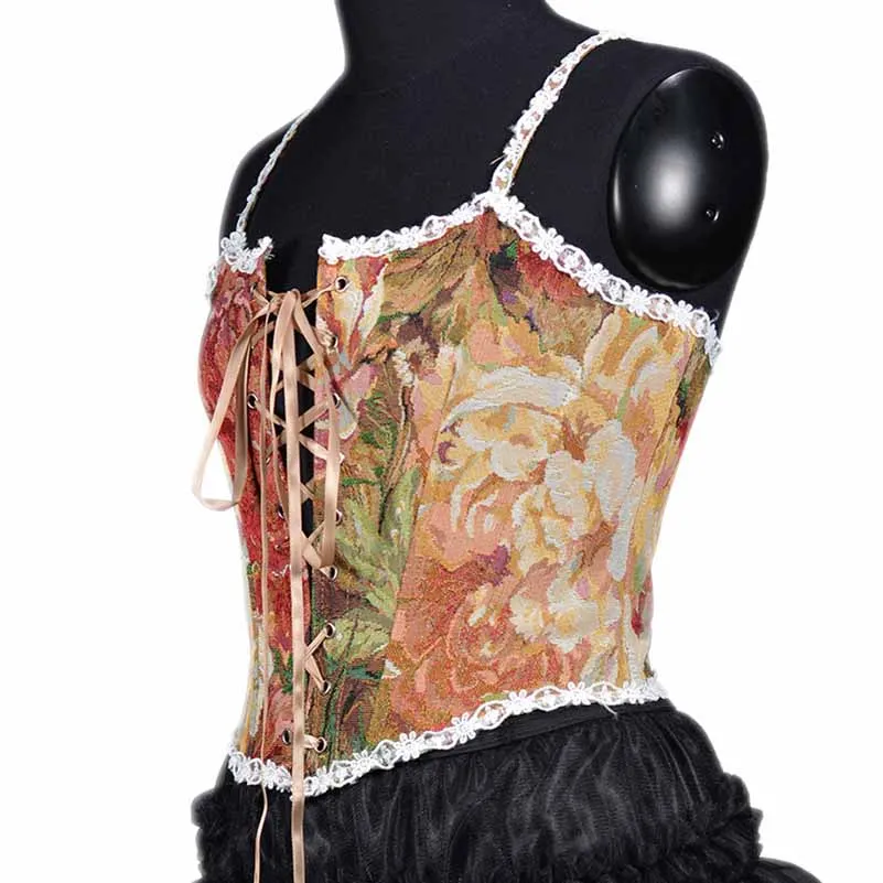 Renaissance Style Corset with Adjustable Lace-up Bustier Camis Top