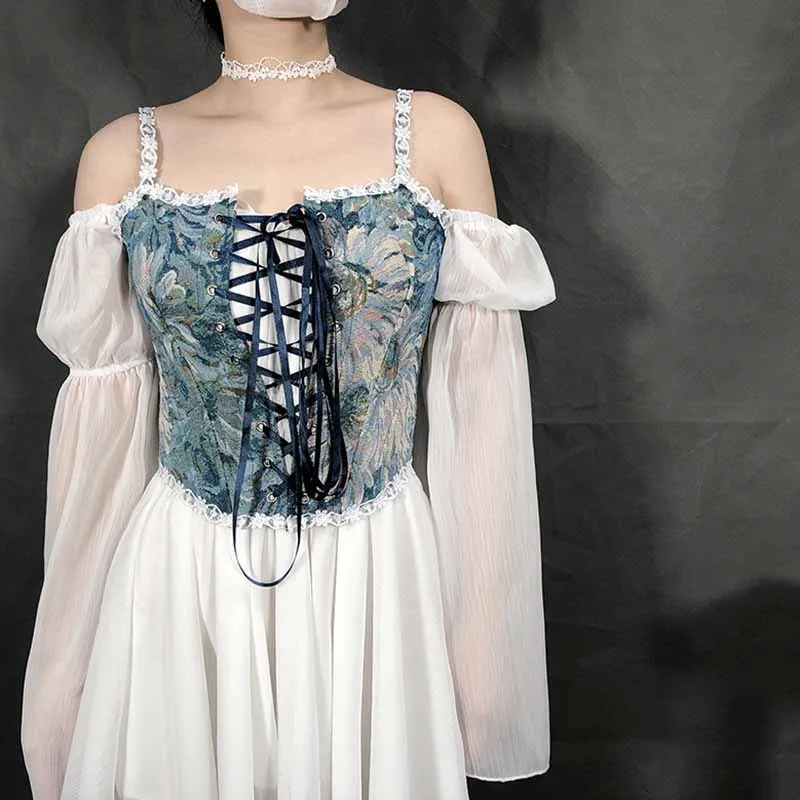 Renaissance Style Corset with Adjustable Lace-up Bustier Camis Top