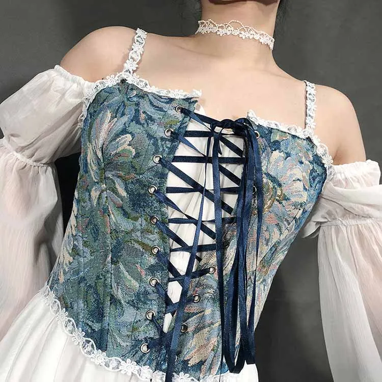 Renaissance Style Corset with Adjustable Lace-up Bustier Camis Top