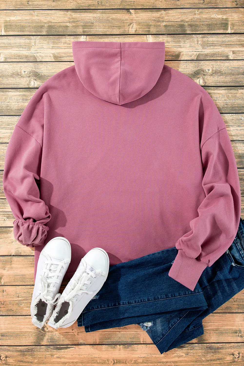 Rose Hooded Quarter Zip with Kangaroo Pocket