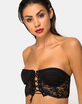 Ryilup Bralet Top in Lace Black