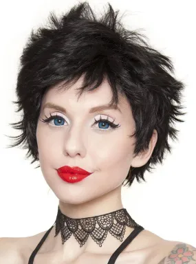 Sassi Short Spikey Black Womens Fashion Wig