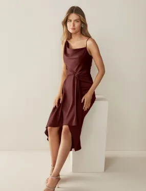 Savannah Petite Cowl Satin Midi Dress