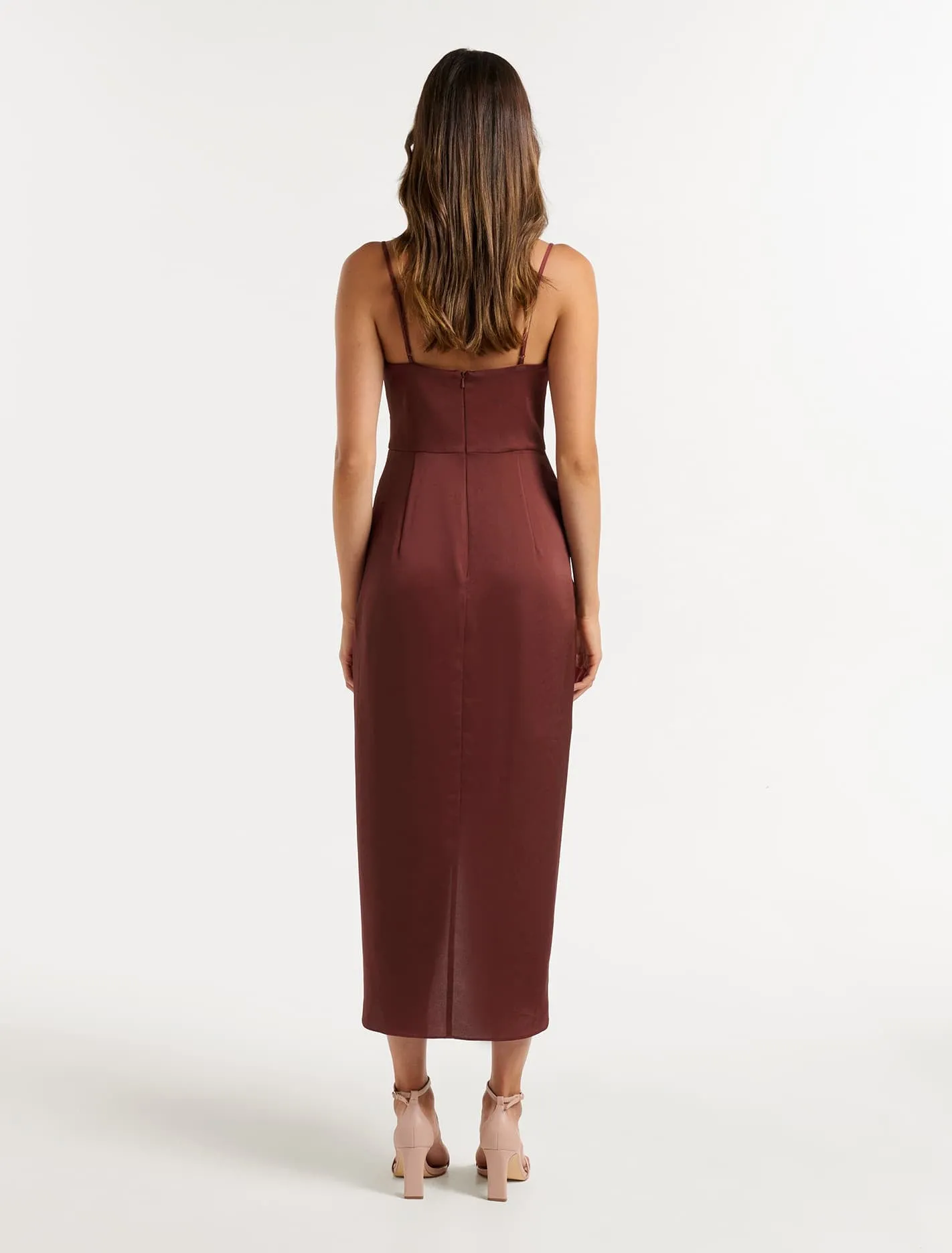 Savannah Petite Cowl Satin Midi Dress