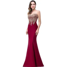 sd-hk Women Bodycon Evening Dress Strapless Prom Gowns