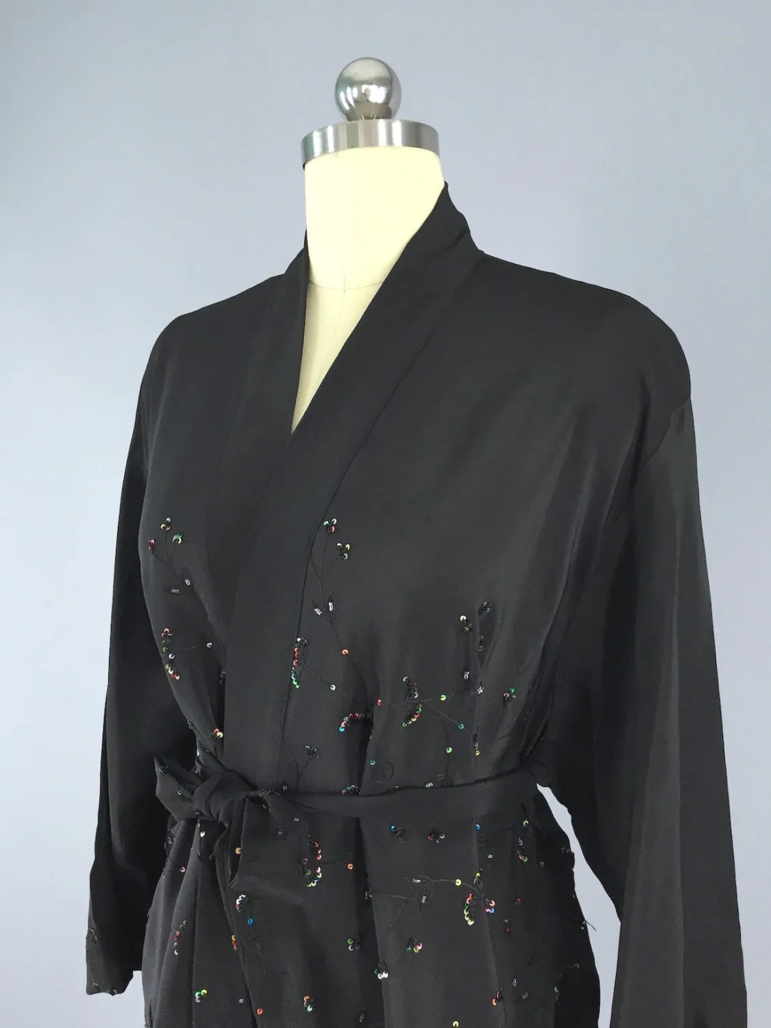 Sequined Silk Sari Cardigan Kimono