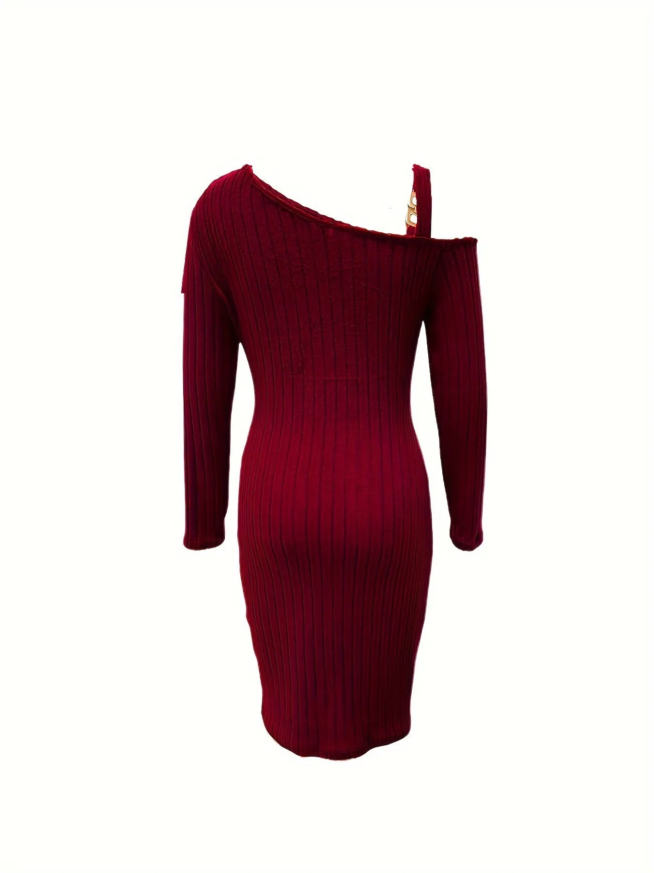 Sexy Off the Shoulder Bodycon Mini Dress - Ribbed Slanted Shoulder, Asymmetrical, Micro Elasticity, Solid Color, Polyester Fabric - Machine Washable, Perfect for Spring/Fall Party Wear